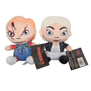 New Child's Play Big Head 7" Chucky and Tiffany Plush Toy Set